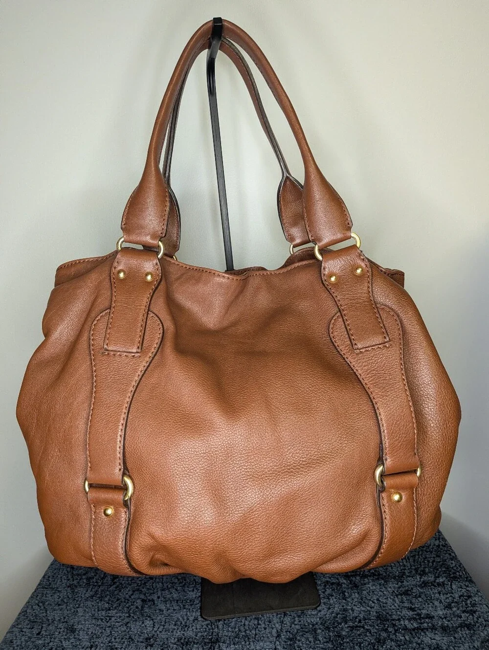 NWT Michael Kors Lattington Large Leather Drawstring Tote Bag Mocha MSRP $428
